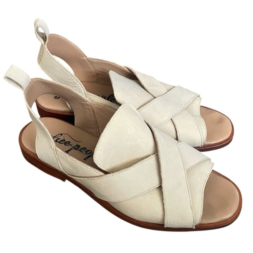 Free People Catherine Sandal Womens Size 9 Leather Beige Bohemian Hippie Peasant
